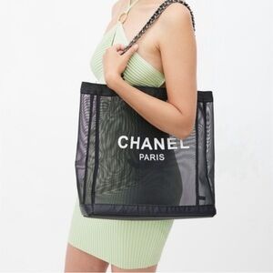Brand new Chanel mesh beauty tote bag black (cosmetic pouch bag not included)